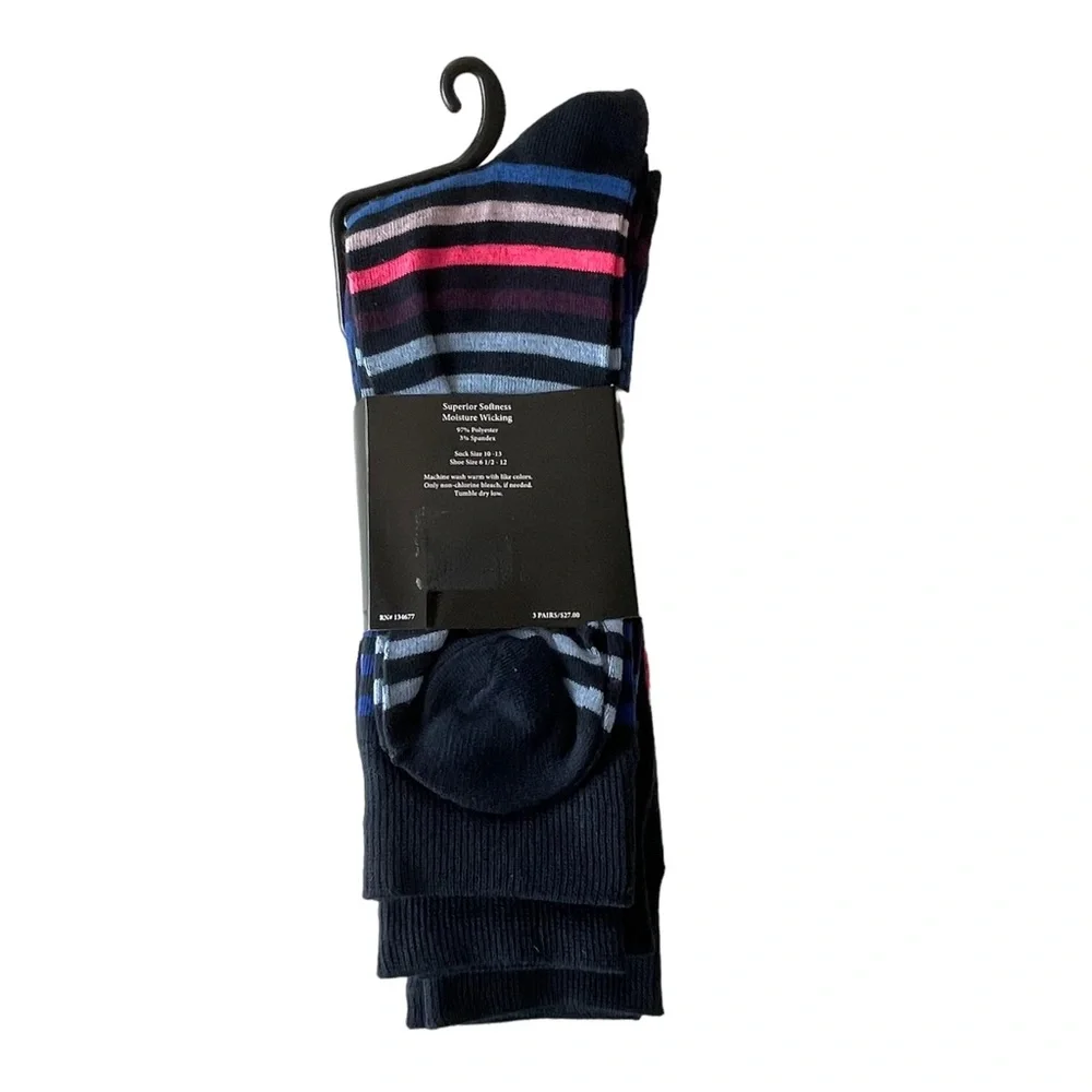 Men's ADOLFO Couture Dress Socks Blue Colorful Dots Stripes 3-Pairs Size 10-13